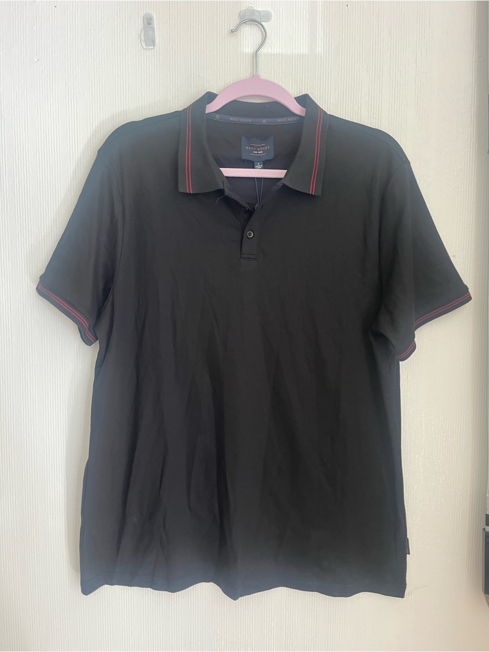 Men's Black Polo with Red Trim by